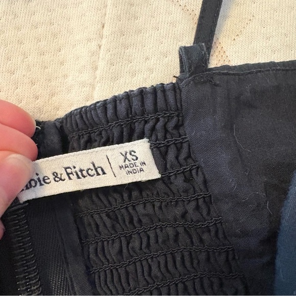 Abercrombie & Fitch Emerson Mini Dress Linen Blend Black Size Extra Small - Picture 7 of 7